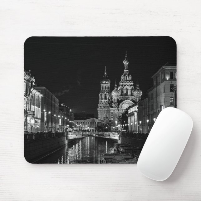 Tapis De Souris St Pétersbourg Russie Noir et blanc Mousepad (Avec souris)