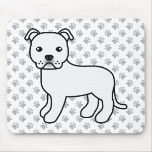Tapis De Souris Staffie anglais blanc Chien de dessin animé mignon