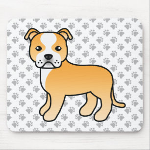 Tapis De Souris Staffie Fauve Et Blanc Chien De Dessin Animé Migno