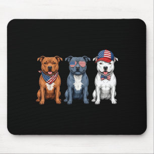 Tapis De Souris Staffordshire Bull Terrier 4 juillet Drapeau Chien