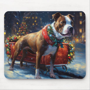 Tapis De Souris Staffordshire Bull Terrier Noël Fête