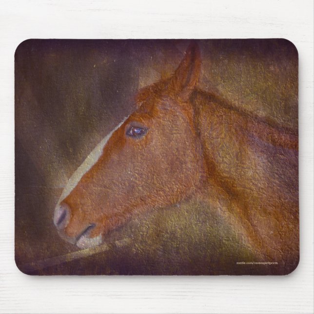 Tapis De Souris Stallion Sorrel dans une étable d'art équin (Devant)