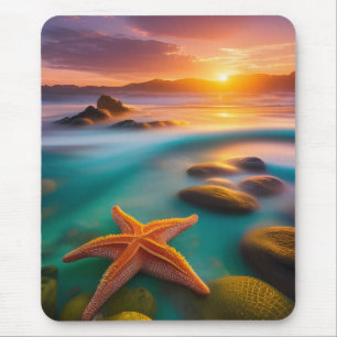 Tapis De Souris Starfish sur la plage à Dawn