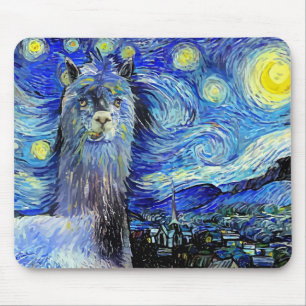 Tapis De Souris Starry Night Funny Alpaca Paysage Parodie