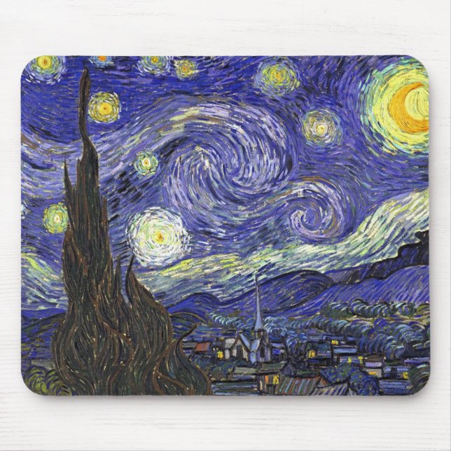 Tapis De Souris Starry Night, Vincent Van Gogh. (Devant)