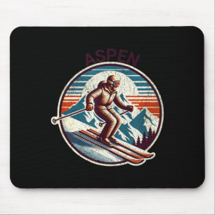 Tapis De Souris Station de ski rétro vintage aspen colorado hiver