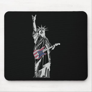 Tapis De Souris Statue Rocheuse De La Liberté 4 juillet Guitare