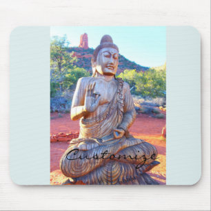 Tapis De Souris Statue se reposante en bois découpée de Bouddha