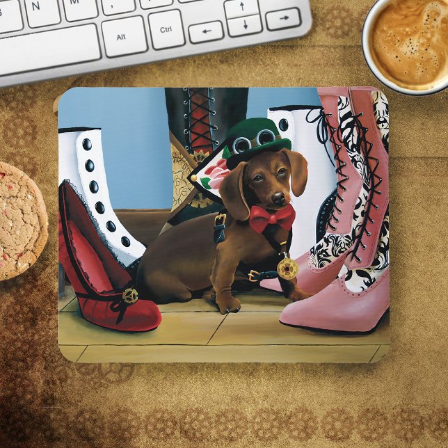Tapis De Souris Steampunk Dachshund Chaussures Bottes victoriennes (Créateur téléchargé)