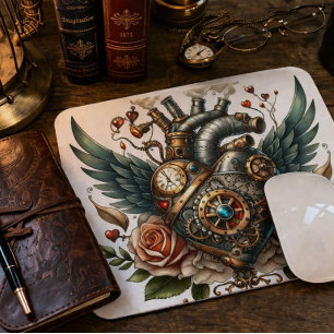 Tapis de souris Steampunk Heart Vintage Mécanique
