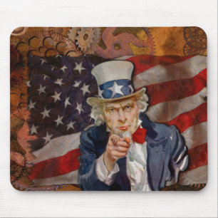 Tapis De Souris Steampunk Sam Patriotique US Drapeau Design