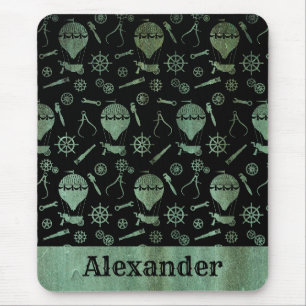 Tapis De Souris Steampunk Verdigris Bronze Balloons Nom personnali