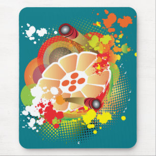 Tapis De Souris Steelpans abstrait avec baguettes et éclaboussures