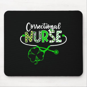 Tapis De Souris Stéthoscope d'infirmière correctionnelle Shamrock