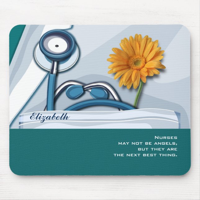 Tapis De Souris Stethoscope et Daisy Nurse Appréciation Cadeau (Devant)