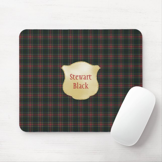 Tapis De Souris Stewart Black Original Tartan écossais (Avec souris)