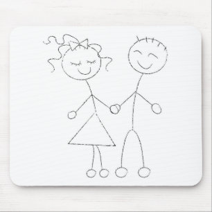 Tapis De Souris Stick Figure garçon et fille