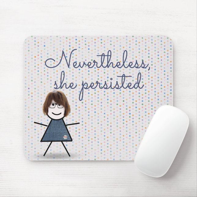 Tapis De Souris Stick Girl en robe Denim avec citation (Avec souris)