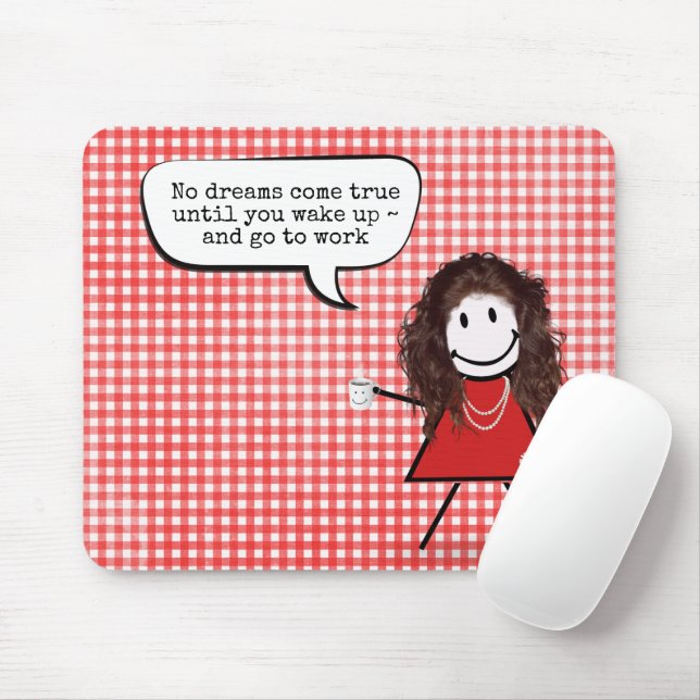 Tapis De Souris Stick Girl with Coffee Mug on En vichy (Avec souris)