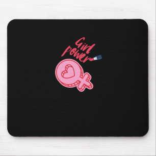 Tapis De Souris Sticker féministe rose Power Girl