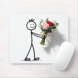 Tapis De Souris Stickman avec bouquet de roses