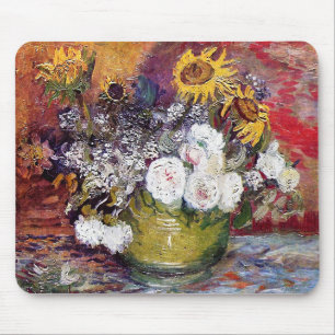 Tapis De Souris Still Life avec Roses et tournesols - Van Gogh