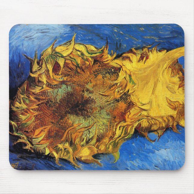 Tapis De Souris Still Life Two Cut Sunflowers par Vincent van Gogh (Devant)