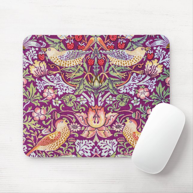 Tapis De Souris Strawberry Thief Red, William Morris (Avec souris)