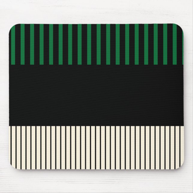 Tapis De Souris Stripes couleur - Vert, Crème et Noir (Devant)