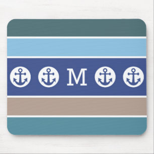 Tapis De Souris Stripes nautiques personnalisé monogramme mousepad
