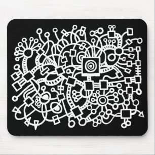 Tapis De Souris Structure Abstraite - Blanc sur Noir