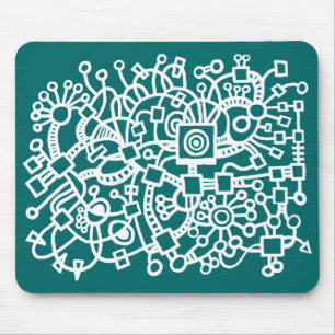 Tapis De Souris Structure Abstraite - Blanc sur Vert mousse