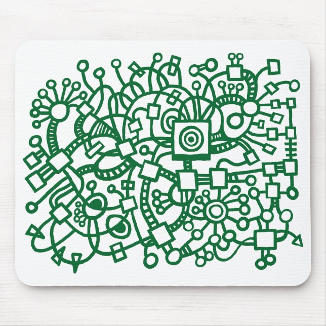 Tapis De Souris Structure Abstraite - Vert forestier sur blanc (Devant)