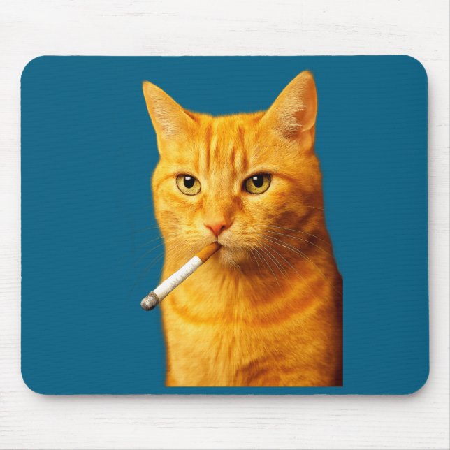 Tapis De Souris Stud Cool Funny Cat Meme Smoking Cat Cigarette  (Devant)