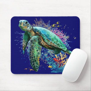 Tapis De Souris Style d'aquarelle sous-marine de tortue marine