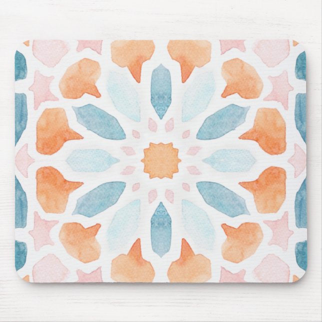 Tapis De Souris Style marocain dans le bleu et l'orange 2 (Devant)