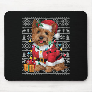 Tapis De Souris Style Sweat Xmas Ugly Père Noël Cairn Terrier Chie