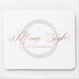 Tapis De Souris Styles Tiffany Marine Blue & Rose Gold Company Log