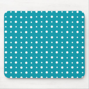 Tapis De Souris Stylish Mousepad, White Polka Dots, Teal