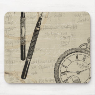 Tapis De Souris Stylos-plumes et Watchface avec des notes