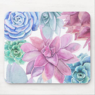 Tapis De Souris Succulentes Jardin Féria Floral Chic Moderne Blanc