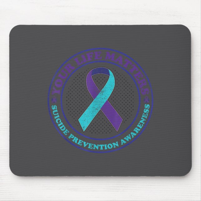 Tapis De Souris Suicide Prevention Awareness Teal &amp; Purple Rib (Devant)