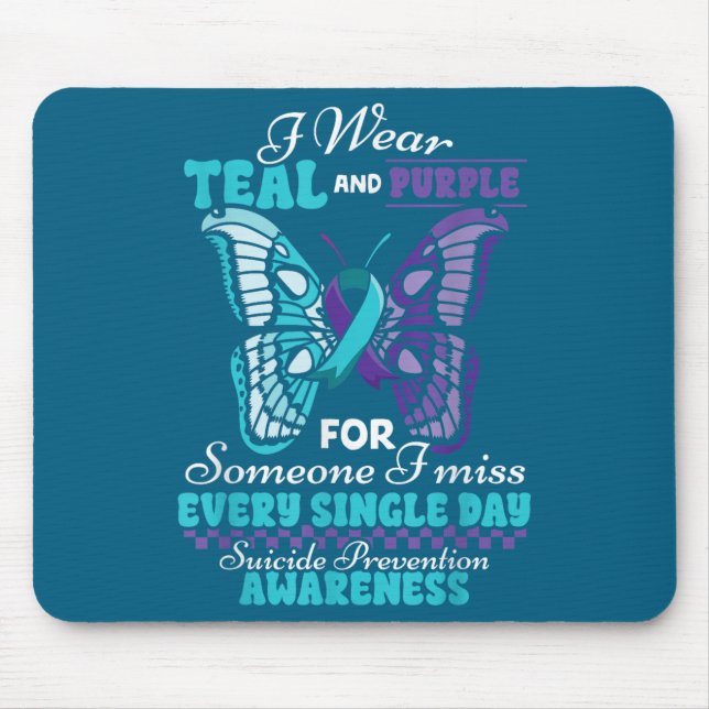 Tapis De Souris Suicide Prevention Wear Teal Purple Someone I Miss (Devant)