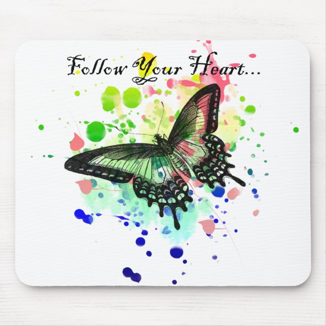 Tapis De Souris Suivez votre floc Mousepad de peinture de papillon (Devant)