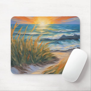Tapis De Souris Sunrise Beach Peinture à l'huile texturée