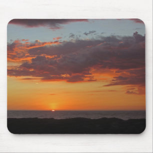 Tapis De Souris Sunset Photo Pacific Ocean Bright Orange Sky Beach