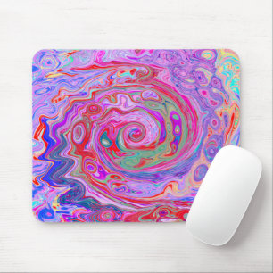 Tapis De Souris Super Abstrait rétro rouge, violet et rose