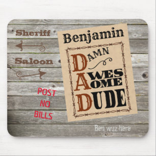 Tapis De Souris Super Dude Western Theme Personnalisé Nom