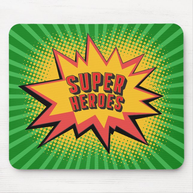 TAPIS DE SOURIS SUPER HERO BOOM, ARRIÈRE - PLAN VERT (Devant)