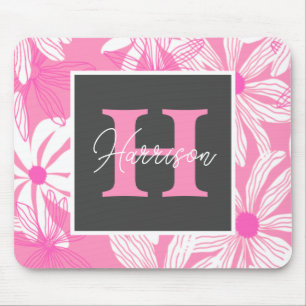 Tapis De Souris Super rose floral Fleurs Monogramme